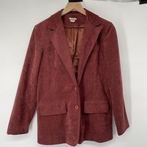 Vintage 1970s Bodin Burgundy Velvet Blazer Jacket Size 12 Indie Quiet Luxury